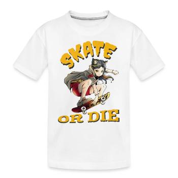 Skate oder stirb Skateboarder Anime Mädchen - Kinder Premium Bio T-Shirt - Weiß - Vorne