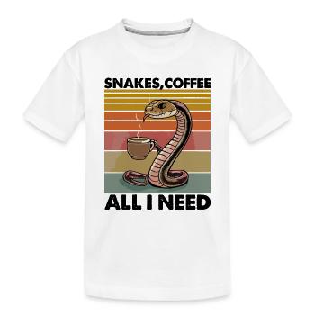 Lustiges Schlangen Kunst Schlange Kaffee Reptilien - Kinder Premium Bio T-Shirt - Weiß - Vorne