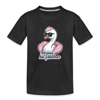 Ängstlich aber fabelhaft – Stylisches Schwan Desig - Kinder Premium Bio T-Shirt - Schwarz - Vorne