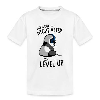 Gaming Panda Spruch Zockender Pandabär Level Up - Kinder Premium Bio T-Shirt - Weiß - Vorne