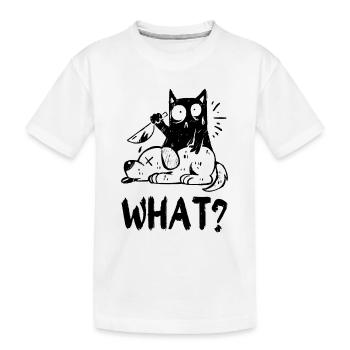 What? Mörderische Schwarze Katze mit Messer - Kinder Premium Bio T-Shirt - Weiß - Vorne