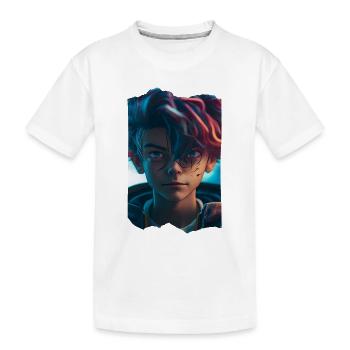 Garçon de science-fiction d’anime aux yeux bleus crass - T-shirt bio Premium Enfant - blanc - Devant