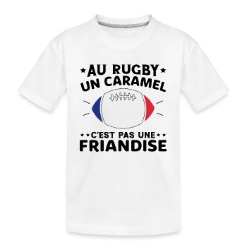 Au Rugby Un Caramel C'est Pas Une Friandise - T-shirt bio Premium Enfant - blanc - Devant