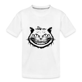 Verrückte Grinsekatze - Crazy Cheshire Cat Face - Kinder Premium Bio T-Shirt - Weiß - Vorne
