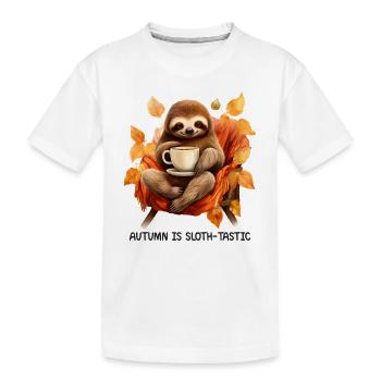 Autumnal sloth design: cuddly relaxed - Kids' Premium Organic T-Shirt - white - Front