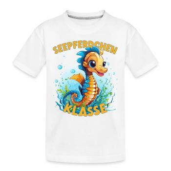 Cartoon Seepferdchenklasse Grundschule Klassentier - Kinder Premium Bio T-Shirt - Weiß - Vorne