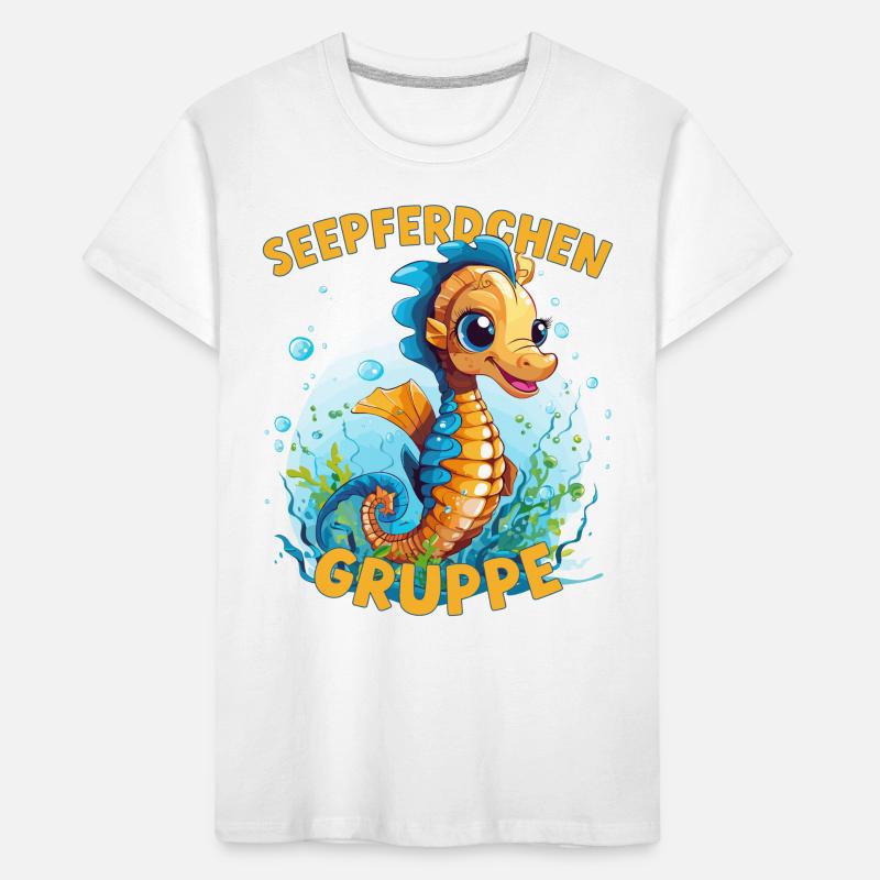 Comic Seepferdchengruppe Kindergarten Gruppentier Kinder Premium Bio T-Shirt