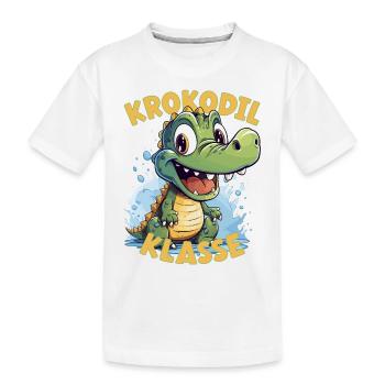 Cartoon Krokodilklasse Grundschule Klassentier - Kinder Premium Bio T-Shirt - Weiß - Vorne