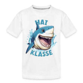 Cartoon Haiklasse Grundschule Klassentier Hai - Kinder Premium Bio T-Shirt - Weiß - Vorne