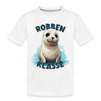 Cartoon Robbenklasse Grundschule Klassentier Robbe - Kinder Premium Bio T-Shirt - Weiß - Vorne