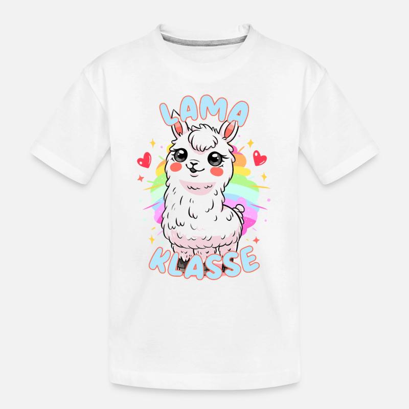 Süßes Lamaklasse Grundschule Klassentier Lama - Kinder Premium Bio T-Shirt - Weiß