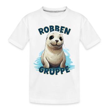 Comic Robbengruppe Kindergarten Gruppentier Robbe - Kinder Premium Bio T-Shirt - Weiß - Vorne