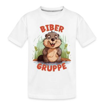 Comic Bibergruppe Kindergarten Gruppentier Biber - Kinder Premium Bio T-Shirt - Weiß - Vorne