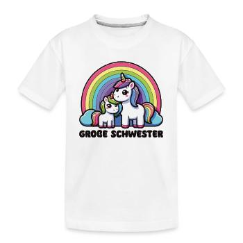 Große Schwester 2024 Einhorn Geschwister - Kinder Premium Bio T-Shirt - Weiß - Vorne
