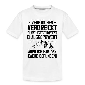 Gecache Geocaching Hobby Cache - Kinder Premium Bio T-Shirt - Weiß - Vorne
