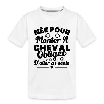 Born to ride a horse, forced to go to school - Kids' Premium Organic T-Shirt - white - Front