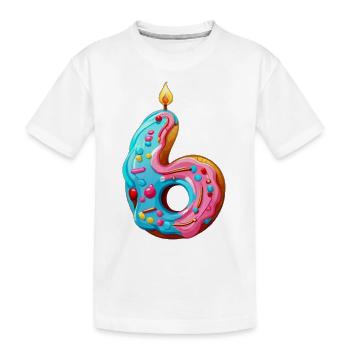 NUMMER 6 KUCHEN SWEET 6. GEBURTSTAG - Kinder Premium Bio T-Shirt - Weiß - Vorne