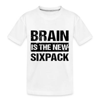 Brain is the new sixpack Smart Schlau Clever Humor - Kids' Premium Organic T-Shirt - white - Front