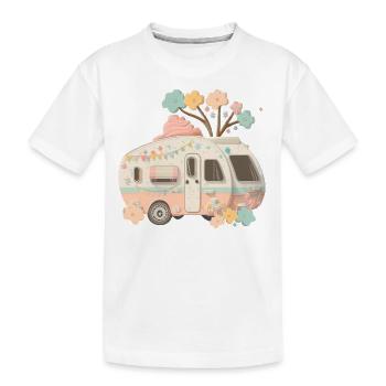 Schöner Retro-Wohnwagen - Kinder Premium Bio T-Shirt - Weiß - Vorne