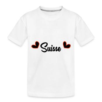 SCHWEIZ. LAND. GENF. SCHWEIZ. HUMOR. LAND - Kinder Premium Bio T-Shirt - Weiß - Vorne