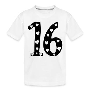 16 anniversaire avec coeur - T-shirt bio Premium Enfant - blanc - Devant