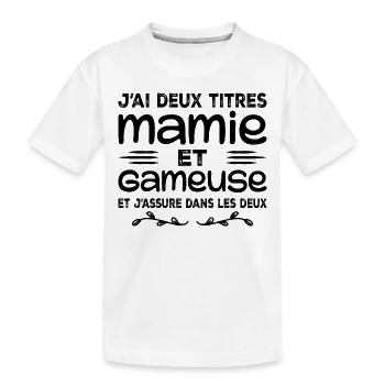 Zwei Titel Granny Gameuse | Geek | Großmutter - Kinder Premium Bio T-Shirt - Weiß - Vorne