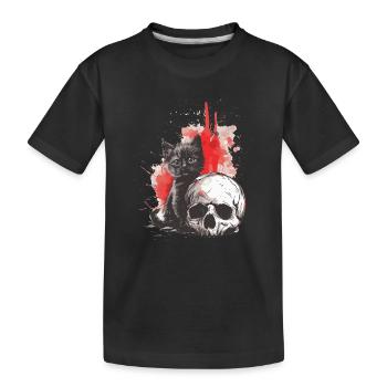 Mignon Chaton Gothique Emo et Crâne - T-shirt bio Premium Enfant - noir - Devant