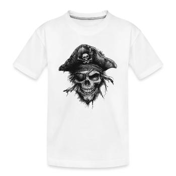 Piratenschädel - Kinder Premium Bio T-Shirt - Weiß - Vorne