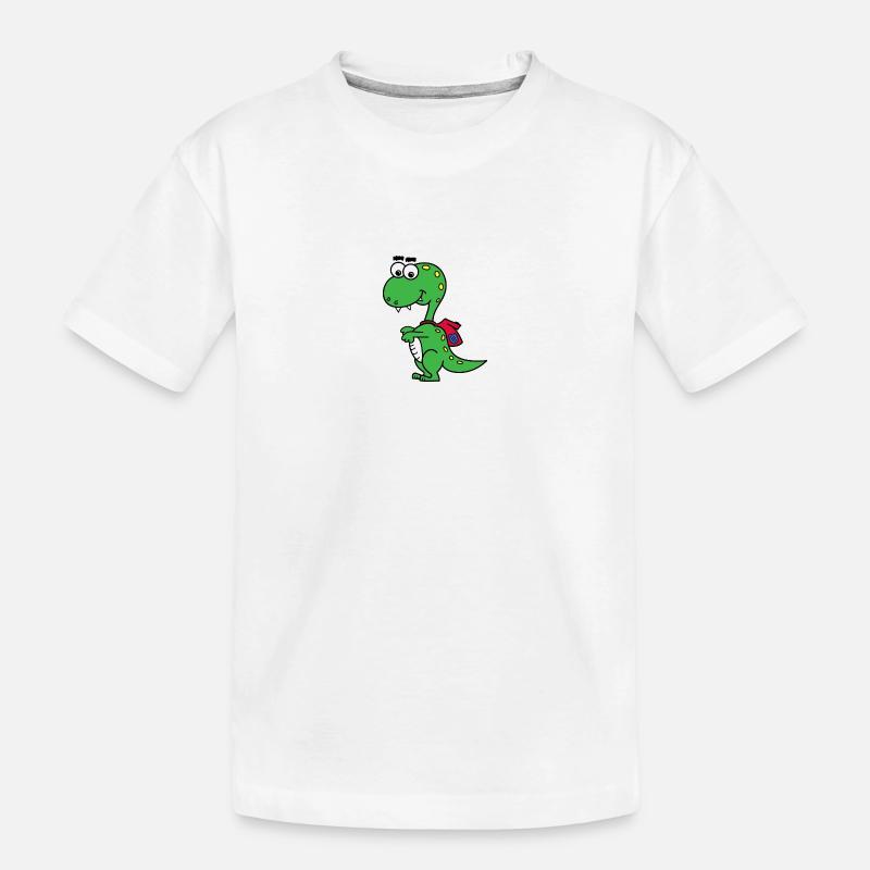 T-Rex with backpack - Kids' Premium Organic T-Shirt - white