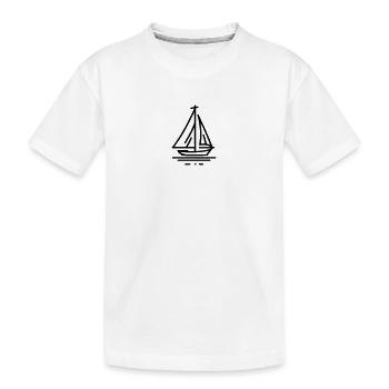 Minimalist Sailboat Line Art - black - Kids' Premium Organic T-Shirt - white - Front