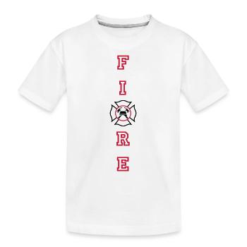 FIRE vertical with Maltese Cross - Kids' Premium Organic T-Shirt - white - Front