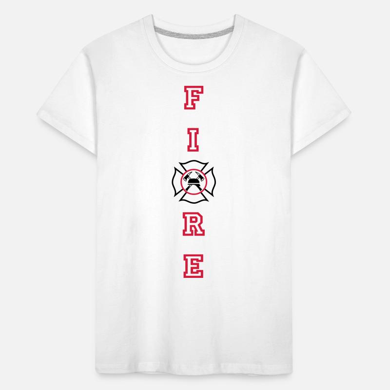 INCENDIE verticale avec croix de Malte T-shirt bio Premium Enfant