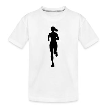 Marathonläuferin Frau Laufen Silhouette - Kinder Premium Bio T-Shirt - Weiß - Vorne