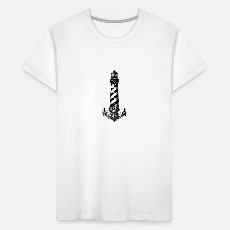 Conception d’ancre de phare côtier à rayures obliques T-shirt bio Premium Enfant