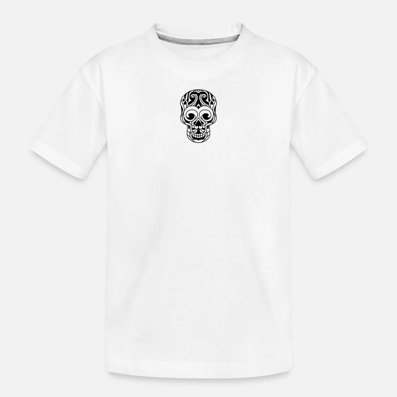 crâne décoré tribal - T-shirt bio Premium Enfant - blanc