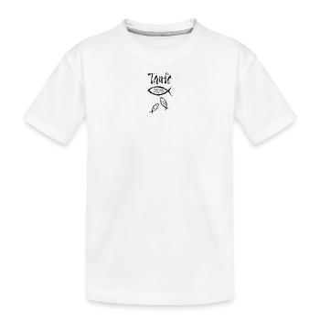 Baptême 2025 3 poissons nageant dynamiquement - T-shirt bio Premium Enfant - blanc - Devant
