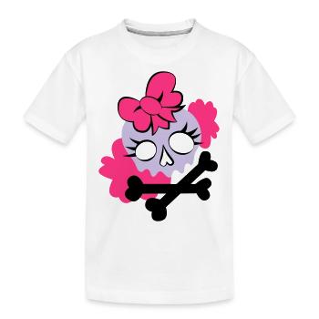 Tête de mort girly - T-shirt bio Premium Enfant - blanc - Devant