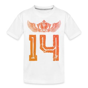 14 Zahl Krone - Kinder Premium Bio T-Shirt - Weiß - Vorne