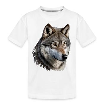 Der Wolf - Kinder Premium Bio T-Shirt - Weiß - Vorne