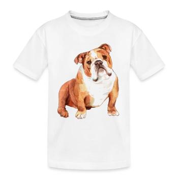 Bulldog et visage de Bulldog - T-shirt bio Premium Enfant - blanc - Devant