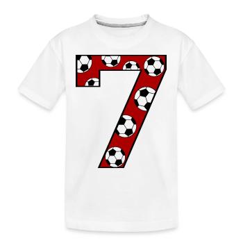 7. Geburtstag Fußball rot - Kinder Premium Bio T-Shirt - Weiß - Vorne