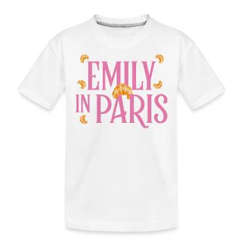 Emily In Paris Logo With Many Croissants - Kids' Premium Organic T-Shirt - white - Front