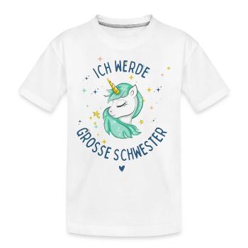 Große Schwester 2024 Herz Einhorn - Kinder Premium Bio T-Shirt - Weiß - Vorne