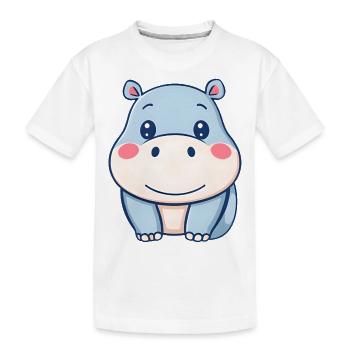 Niedliches verspieltes Nilpferd - Kinder Premium Bio T-Shirt - Weiß - Vorne