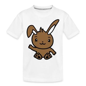 Hase winkt freundlich Begrüßung Hand winken Hallo - Kinder Premium Bio T-Shirt - Weiß - Vorne
