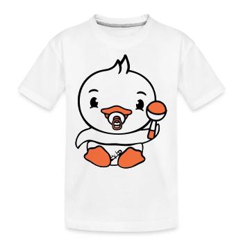 Duck Baby Child Rattle Diaper Cute Pacifier - Kids' Premium Organic T-Shirt - white - Front