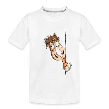 Neugieriges Pferd - Kinder Premium Bio T-Shirt - Weiß - Vorne