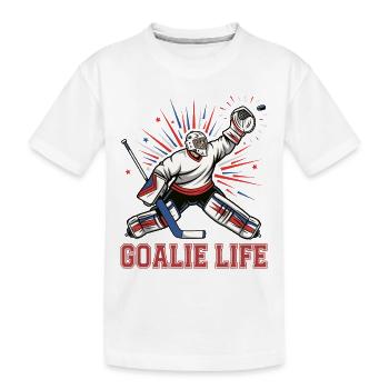 Humor Hockey Player Goalie Hockey - Kids' Premium Organic T-Shirt - white - Front