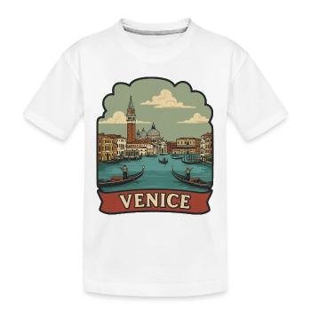 Venedig Grande Canal Gondel Vintage-Reiseaufkleber - Kinder Premium Bio T-Shirt - Weiß - Vorne