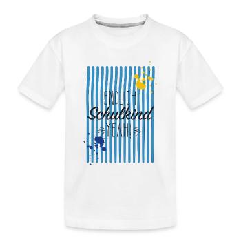 Endlich Schulkind Streifenprint - Kinder Premium Bio T-Shirt - Weiß - Vorne